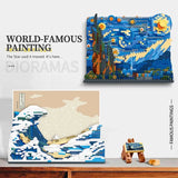 Creative Art Van Gogh Paintings The Starry Night MOC The Great Wave of Kanagawa Micro Building Blocks Education Toys Kids Gifts