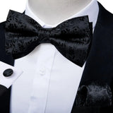 Classic Black Men's Bow Tie Butterfly Pocket Square Cufflinks Set With Suit For Wedding Accessories Classic Jewelry 2023