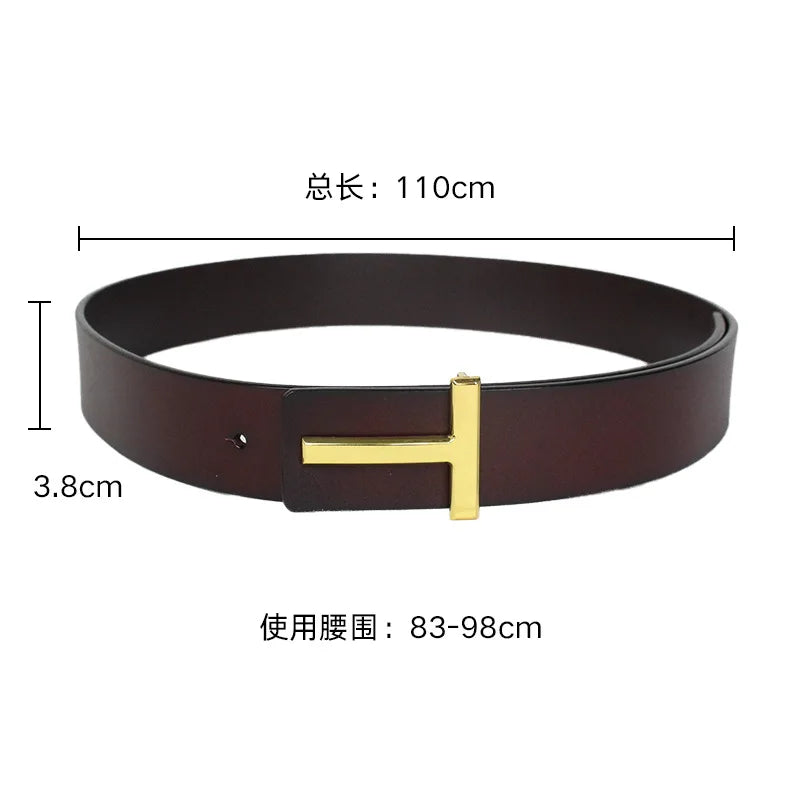 Luxury 3.8cm Width TF Real Leather Designer Brand T Outdoor Men Belt Soft Real Sports Accessories Women Black Belt