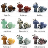 Mutilcolor 10 PCS Natural Crystal Stone Pendants Mushroom Shape Gemstone,with Clasps for Necklace Bracelet Jewelry Making