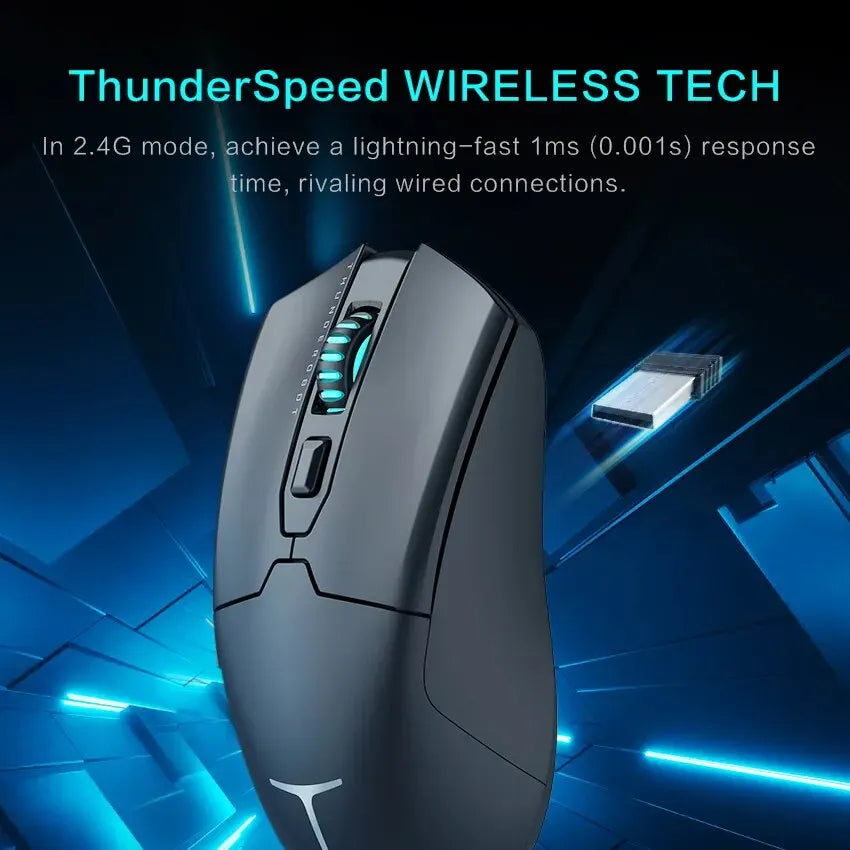 Thunderobot ML602 Wireless Gaming Mouse PAW3395 26000DPI 650IPS 64g Lightweight Symmetrical Form Tri-mode For Laptop PC Gamer