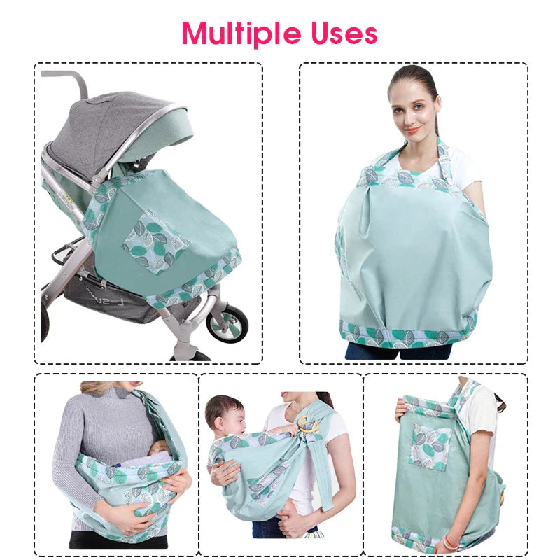 Baby Wrap Newborn Sling Dual Use Infant Nursing Cover Carrier Mesh Fabric Breastfeeding Carriers Up To 130 Lbs (0-36M)