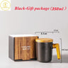 Gift Package 350ml Ceramic Coffee Mug with Wooden Handle and Lid Nordic Retro Style Smooth Surface Office Home Couple Cup