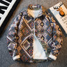 Fashion Ethnic Style Jacquard Rhombus Long-sleeved Shirt Men's Handsome Causal Loose High Street Shirts Jacket Male Clothes