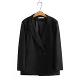 4xl Plus Size Blazer Women Clothing LOOSE Tailored Collar Long Suit Jacket Casual Fashion Black Double Breasted Outwear Autumn