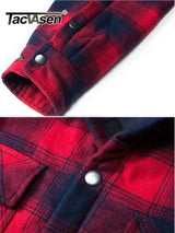 TACVASEN Cotton Flannel Shirt Jacket with Hood Mens Long Sleeve Quilted Lined Plaid Coat Button Down Thick Hoodie Outwear