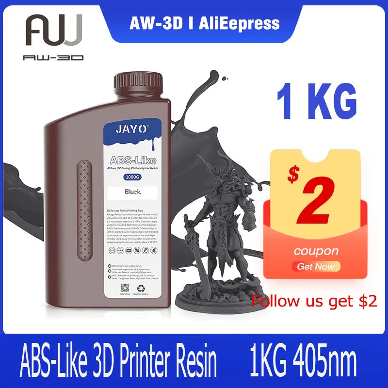 JAYO/SUNLU ABS-LIKE 3D Printer Resin 1KG 405nm Liquid Rapid UV Curing For LCD Photopolymer Resin 3D Printing Material