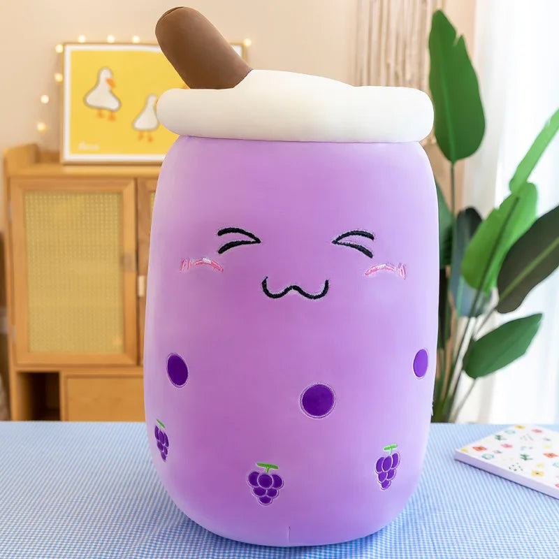 22-70cm Giant Size Bubble Tea Plushies Squishy Milk Tea Boba Pillow Peluche Ice Cream Fruits Juice Drink Bottle Prop Decor Gift