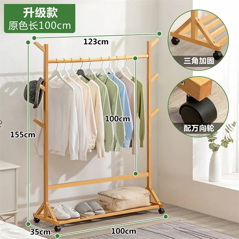 Wooden Boutique Coat Stand Floor Pants Bag Cheap Hotel Clothes Hanger Garden Shoe Shelf Towel Hook Rack Para Ropa Room Furniture