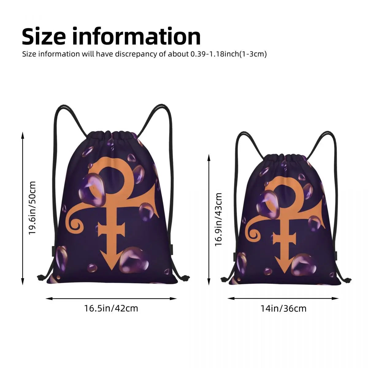 Purple Rain Paisley Park Logo Drawstring Backpack Sports Gym Sackpack Artist Prince String Bag for Working Out