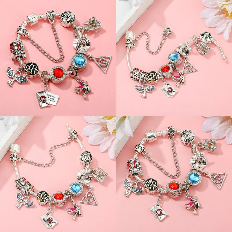 Cute Enamel Disney Princess Dress Charms Bracelet Women Colorful Glass Beads for Jewelry Making Girl Cartoon Skirt Pendants Gift