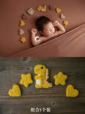 1 Set Newborn Photography Props Handmade Wool Felt Stars Moon Balloon Infant Baby Photo Studio Shooting Photography Accessories