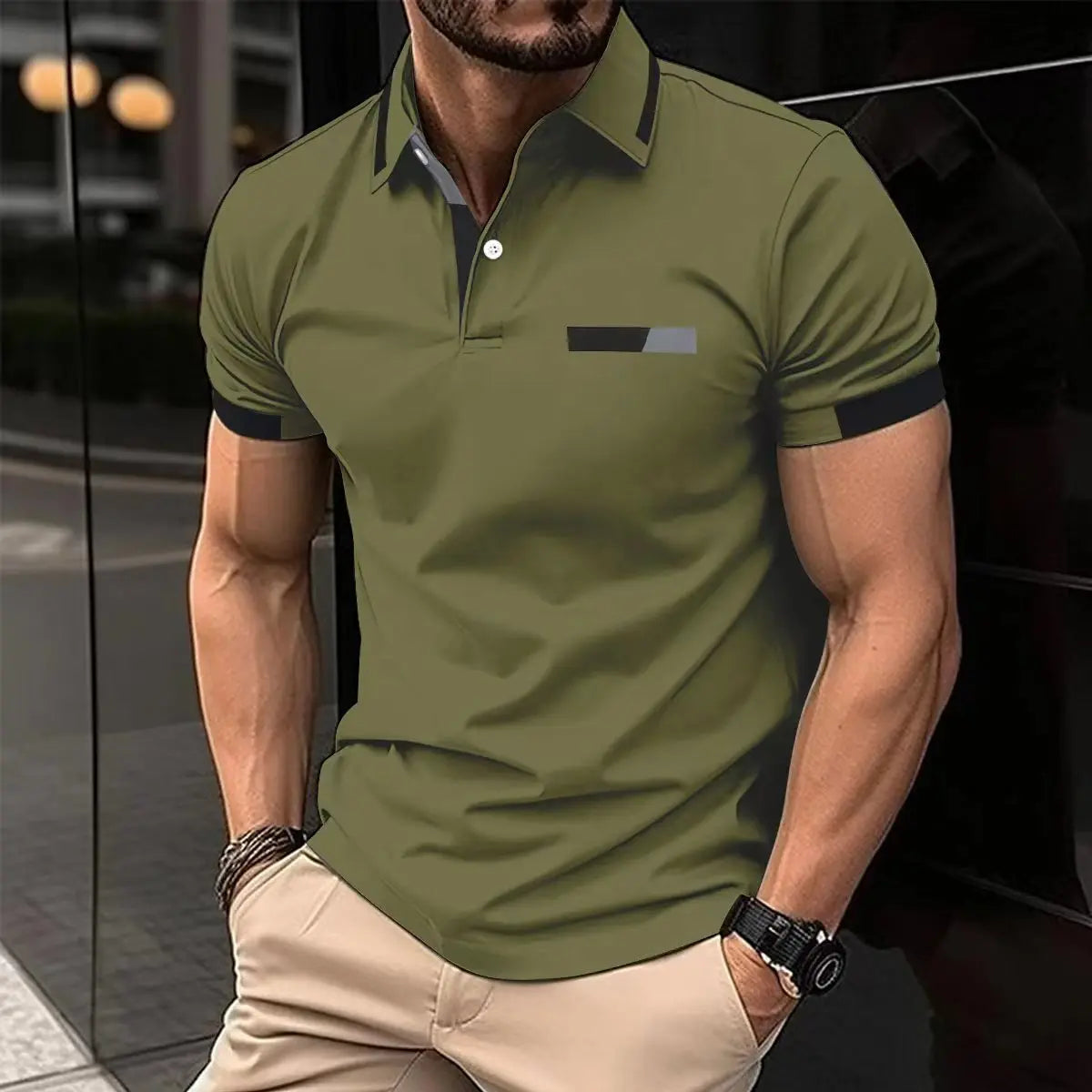 Summer New Men's Polo Shirt with High Quality Polo Collar Short Sleeve Casual Fake Pocket Business Fashion European Size Polo Sh