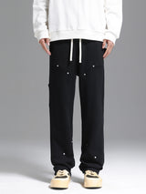 Side Strap button-down Logging Sweatpants Straight Leg Loose Heavy Cotton High Street Slacks