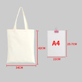 Large Capacity Canvas Shopping Bags DIY Folding Eco-Friendly Cotton Tote Bags Shoulder Bag Reusable Grocery Handbag Beige White