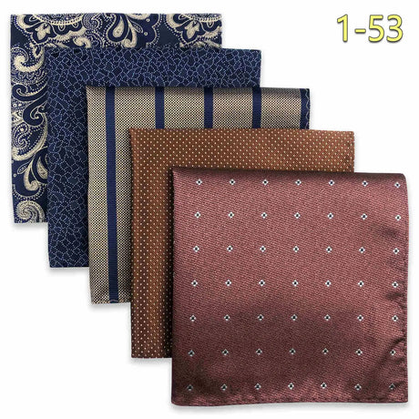 5 Pieces Assorted Mens Pocket Square Silk Handkerchief Set Colorful Large Accessories Gift Party