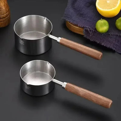 Kitchen Baking Tools Bakeware Measuring Tools & Scales Set Stainless Steel Measuring Cups and Spoons with Wooden Handle