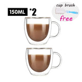 Double Wall Glass Cup Heat Resistant Transparent High Borosilicate Mug Tea Milk Lemon Juice Coffee Cup Gift Creativity Drinkware