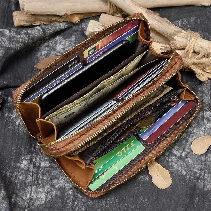 New Style Leather Purse Wallet For Men Women Male Female Long 100% Genuine Zip Phone s Ladies Girls