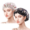 2PCS/LOT Satin Printed Bonnets Women Fashion Countryside Nightcap Flower Edge Home Cap Elastic Beauty And Hair Care Make Up Hat