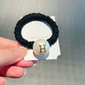 Fashion Seamless Black Hair Ties Rope Simple Pearl Beaded Ponytail Holders Rubber Band With Ribbon For Women Girls