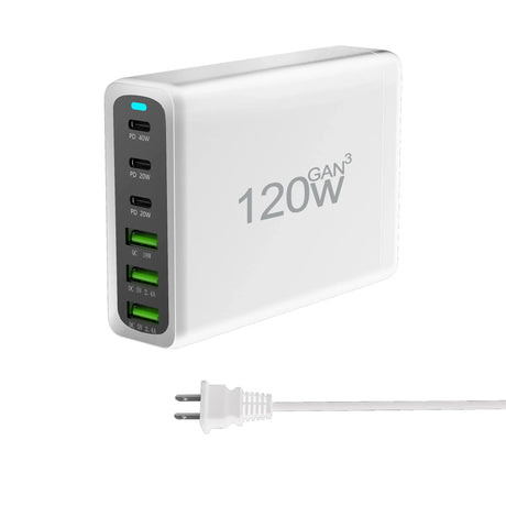 100W 120W 200W GaN Charger 6 Ports USB Type C PD Charger Quick Charge 3.0  USB Type C Quick Charger Mobile Phone USB Charger