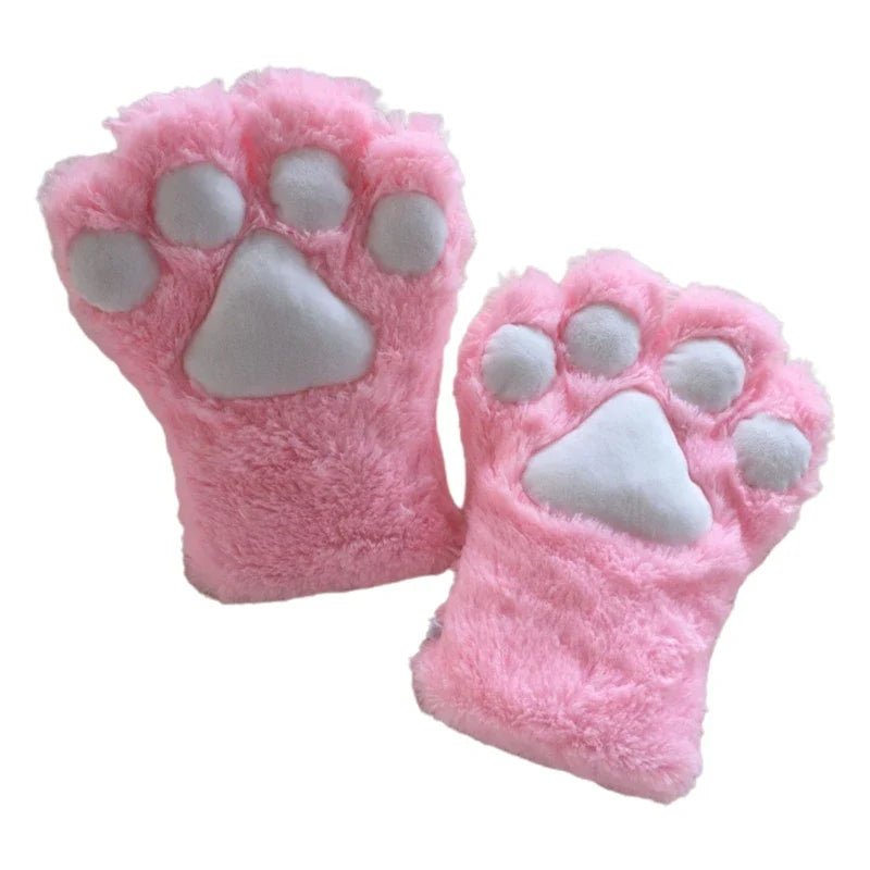 Furry for Cat Paws Gloves Animal Cosplay Costume Lion Bear Padded Mittens