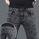 Autumn and Winter Plush Wool Korean Fashion Men Skinny Jeans Men Brushed Denim Fleece Slim Keep Warm Thick Pants Trousers Jeans