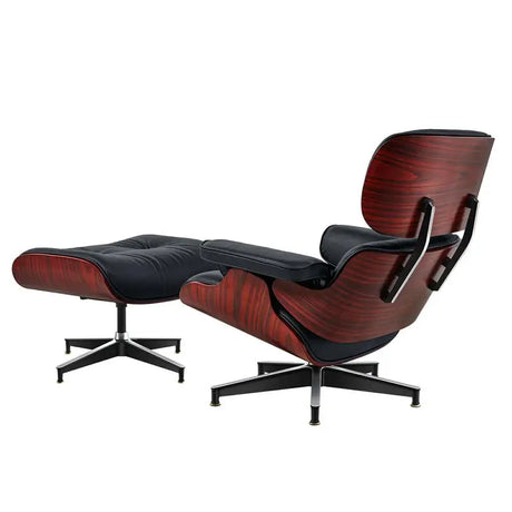 US Inventory Modern Living Room Lounge Chairs Arm Chair with Ottoman Stool Genuine Leather