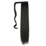 Synthetic Ponytail Hair Extension Natural Hairpiece Clip In Wrap Around Pony Heat Resistant Black Burgundy Hairstyle