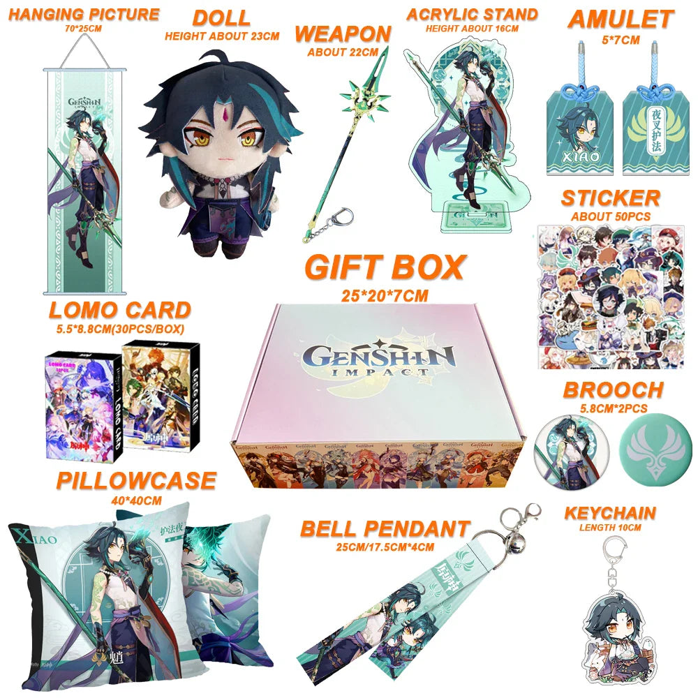 Genshin Impact Xianyun Navia Fontaine Furina Neuvillette Wriothesley Focalors Baizhu Kaveh Gift Box Include Keychain Doll Pillow