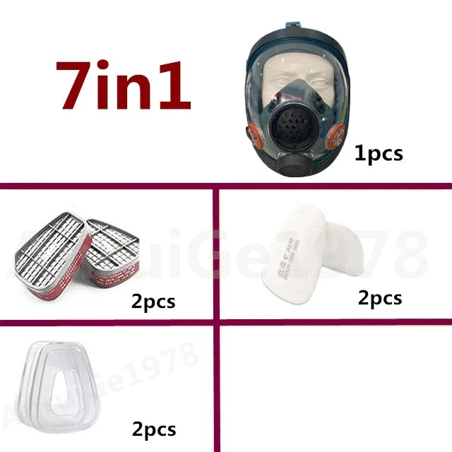 Protective mask, spray painted, chemical fire protection, wide field of view, full face mask, acid and alkali gas, 6800 gas mask