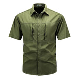 Men's Tactical Short-sleeved Shirt Summer New Outdoor Multi-pocket Quick-drying Military Cargo Shirt Hiking Fishing Work T-shirt