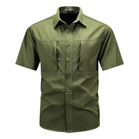 Men's Tactical Short-sleeved Shirt Summer New Outdoor Multi-pocket Quick-drying Military Cargo Shirt Hiking Fishing Work T-shirt