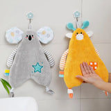 Cartoon Animals Hand Towel Absorbent Hand Towel Soft Coral Fleece Children's Handkerchief Hanging Towels for Kitchen Bath