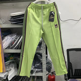 New Army Green Needles Pants Men Women 1:1  Embroidered Butterfly Track Pants Straight AWGE Trousers