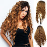 Synthetic Womens Wig Long Curly Hair Ash Blonde Wig Female Natural Wavy Dark Root Regular Wig 80s Brown Ombre Wig for Woman Girl