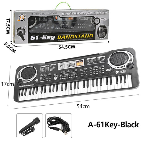 Kids Electronic Piano Keyboard Portable 61 Keys Organ with Microphone Education Toys Musical Instrument Gift for Child Beginner