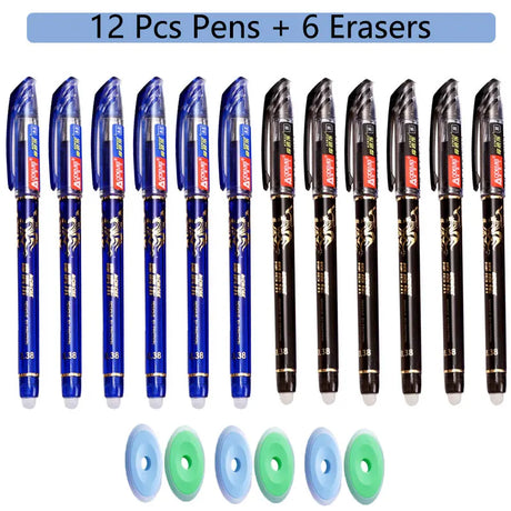 85Pcs/Set Erasable Pen Gel Pens 0.5mm Blue/Black ink Refills Rod Washable Handle School Writing Office Kawaii Stationery Gel Pen