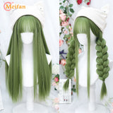 MEIFAN Synthetic Long Straight Lolita Wig with Bangs Wig Girl Cute Mixed Black Red Blonde Cosplay Party Halloween Harajuku Wig