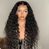 180 Density 13x6 Transparent Lace Front Wig Peruvian Water Wave Remy Human Hair Wig For Women Natural Black Frontal Wig Glueless