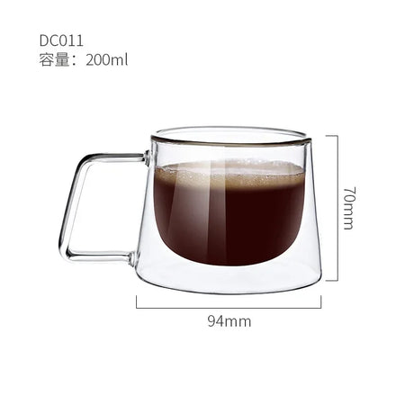 2023 New Simplicity Glass Cup Coffee Drinkware Insulation Double Wall Glass Cup Spoon Gifts Hot  European Style Transparent Mugs