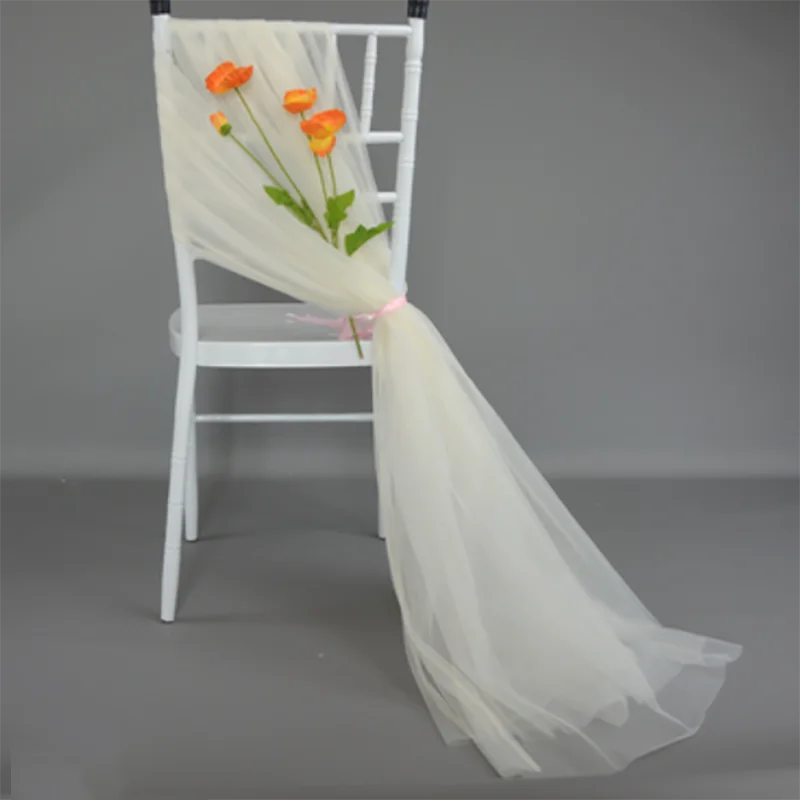 50pcs Soft Yarn Chair Sashes Chair Bows Wedding Decoration for Chair Cover Party Event Banquet Decors 80cm x200cm Chair Band