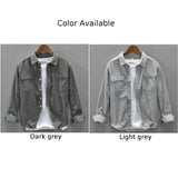 Stylish Men's Corduroy Cargo Shirts  Long Sleeve Lapel Collar Blouse  Casual Button Down Top  Regular Fit  Dark grey/Light grey