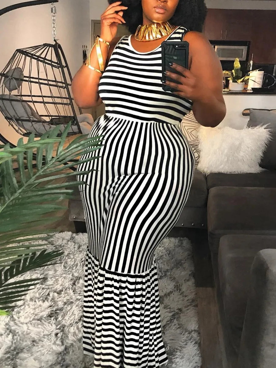 LW Plus Size Striped Bodycon Cami Dress Summer Sleeveless Dress Women's Tank Top Bodycon Mini Club Dress Dresses maxi dress