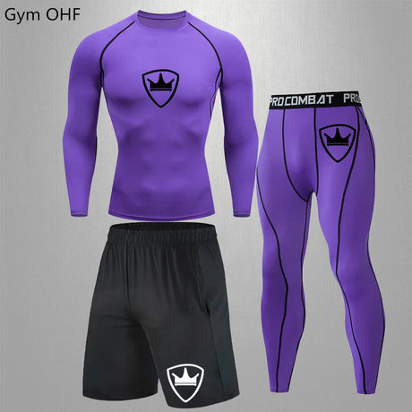 MMA rashgard Men's Sports Suit male Quick drying Sportswear Compression Clothing Fitness Training kit Thermal Underwear legging