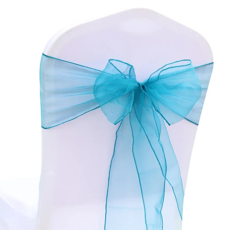 10/50/100Pcs Organza Chair Sashes Knot Bands Chair Bows For for Wedding Party Banquet Event Country Wedding Chair Decoration