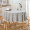 Three-dimensional Jacquard Checkered Round Tablecloth,Cotton Linen Tassels Dust-Proof Table Cover,For Dinner Party Wedding Decor