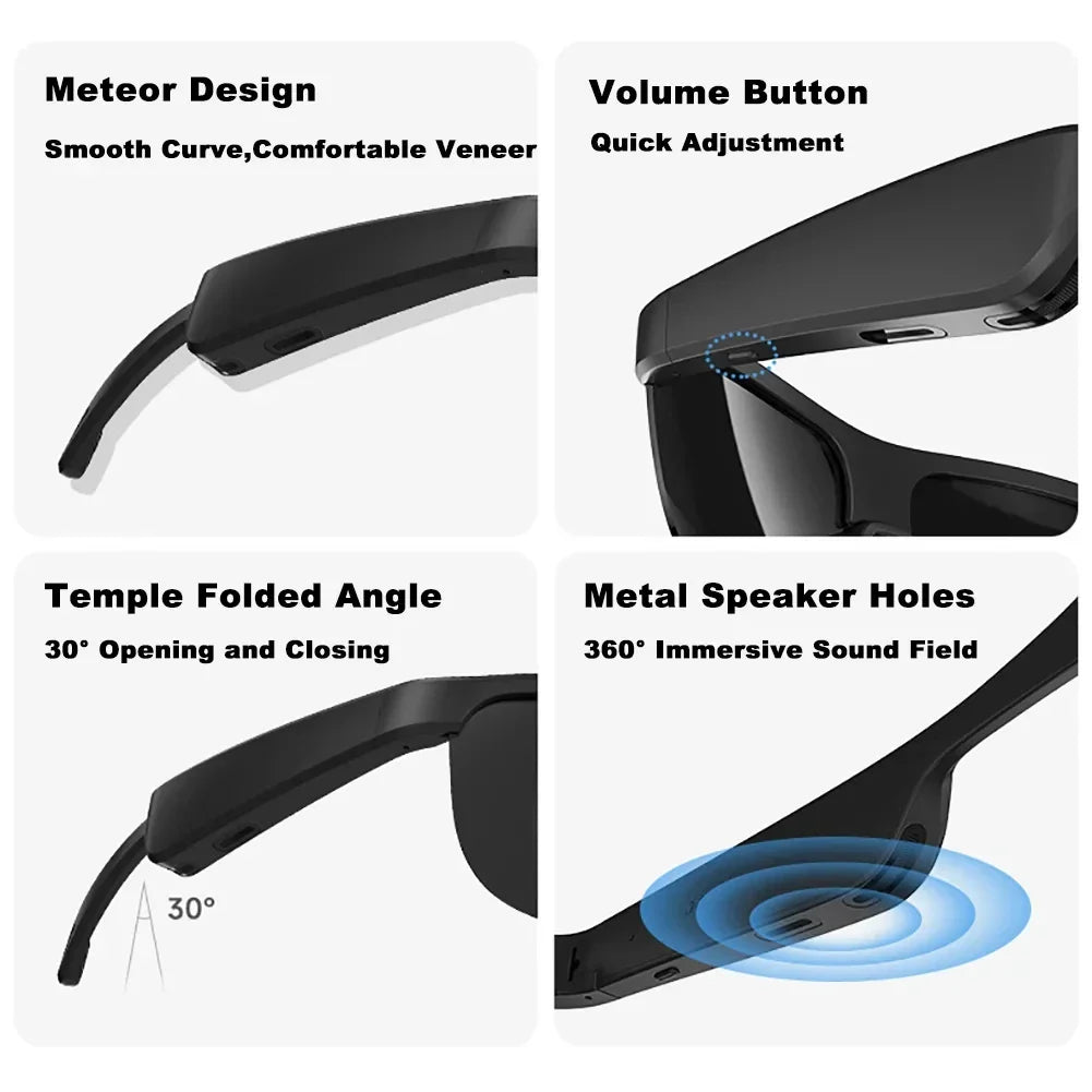 Smart Glasses Headset Wireless Bluetooth-compatible 5.3 Hands-Free Calling HD Noise Reduction Waterproof Music Audio Sunglasses