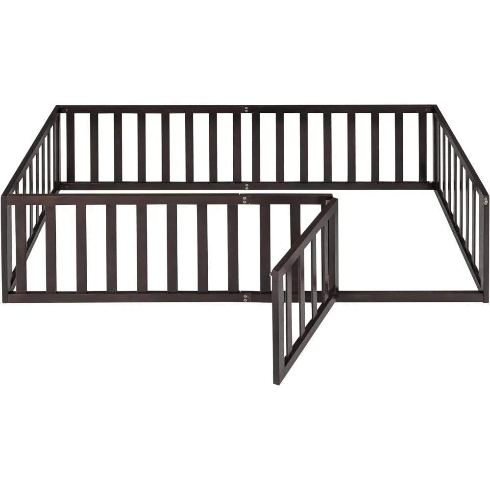 Children's bed with fence and door, noise free bed for children, spring free, easy to assemble, suitable for children's bed